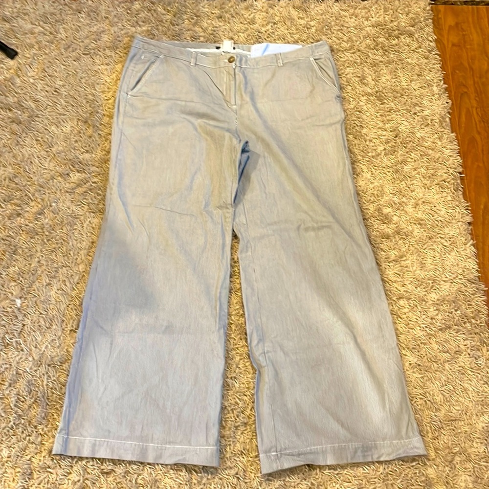 Navy blue and white stripped Lands End pants